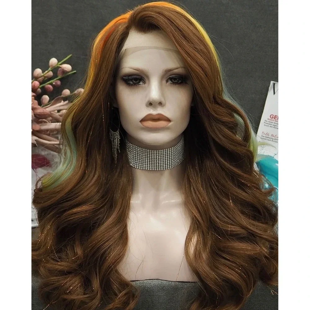 Long Auburn Copper Brown Wavy Lace Front Wig Tinsel - CSC Chelsey Smith Style